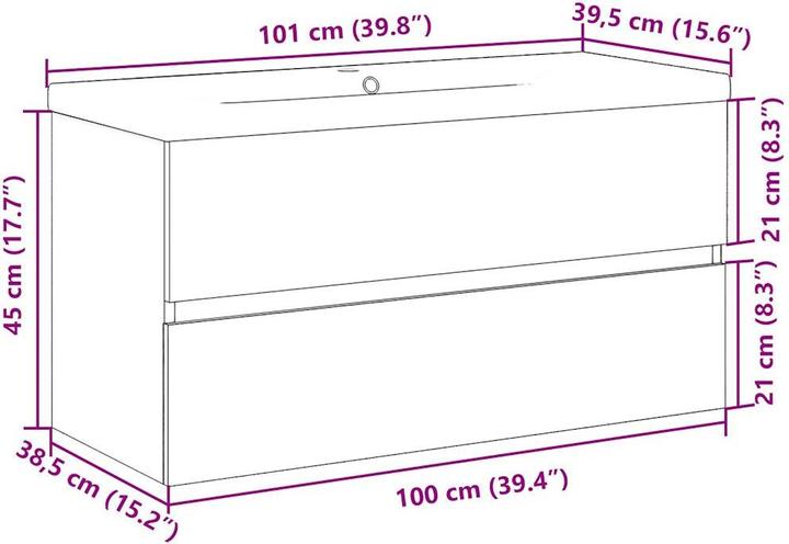 Actual product image VidaXL Vanity unit Wall-mounted vanity unit Bathroom cabinet with built-in basin