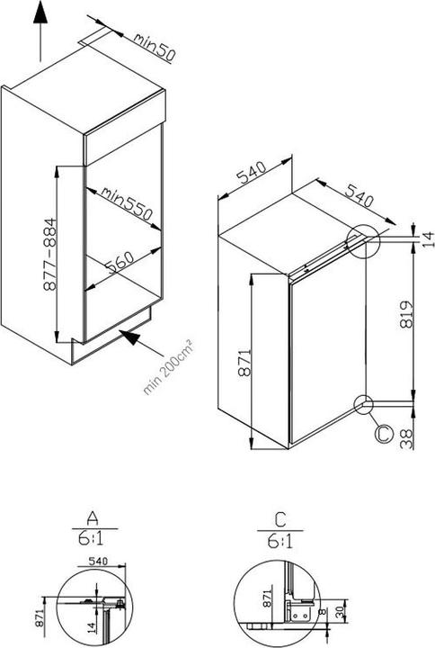 Produktbild Amica Khlschrank EVKS 16172 BxHxT 54 x 87.5 x 54 cm Khlteil 135 l (135 l)