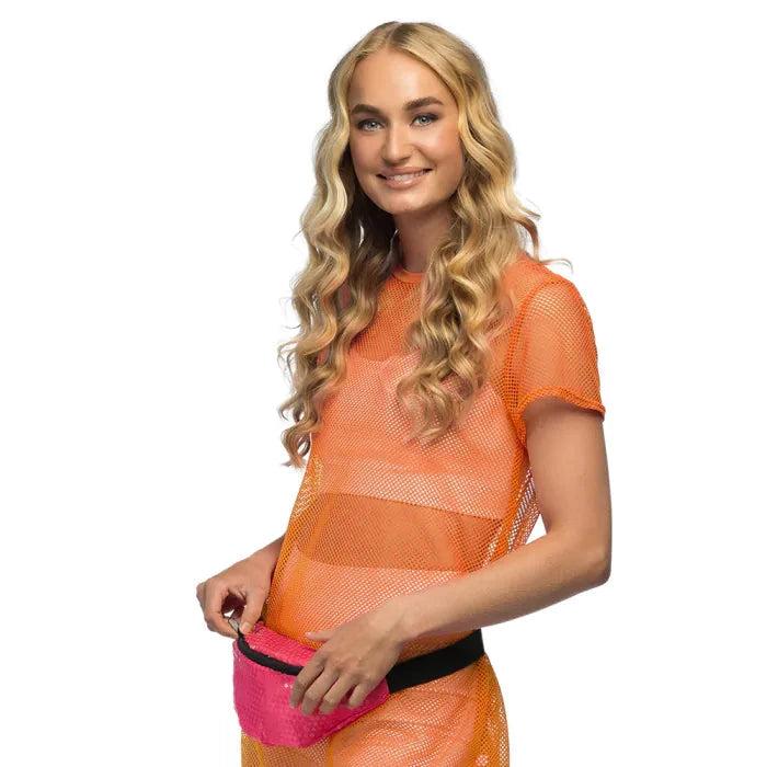 Image du produit Boland Bauchtasche Gürteltasche in Neon Pink mit Pailletten