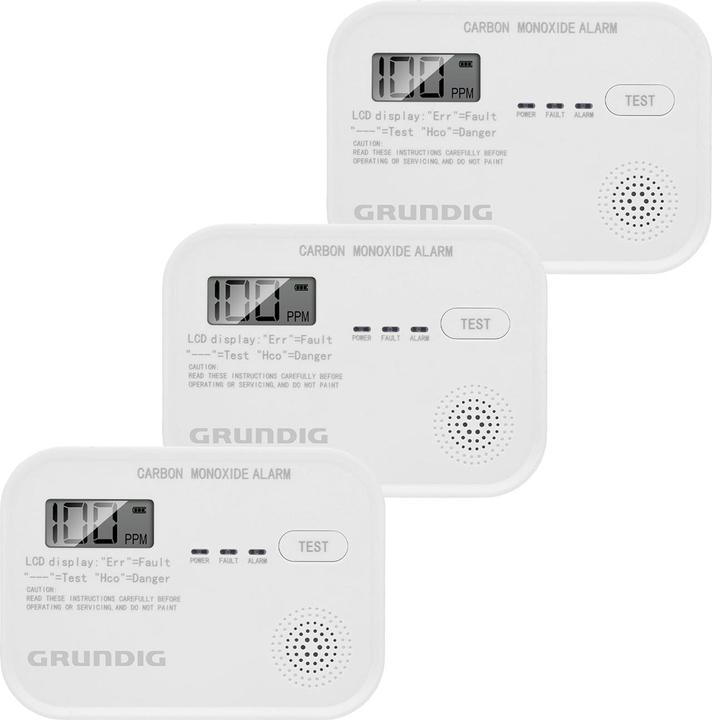 Actual product image Grundig Kohlenmonoxid-Melder mit LCD-Display, 3er-Set