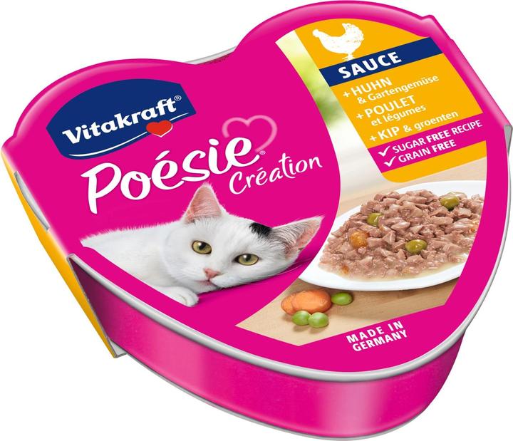 Vitakraft Nassfutter Poésie Sauce Huhn & Gartengemüse, 15 x 85 g (Adult, 1275 g)