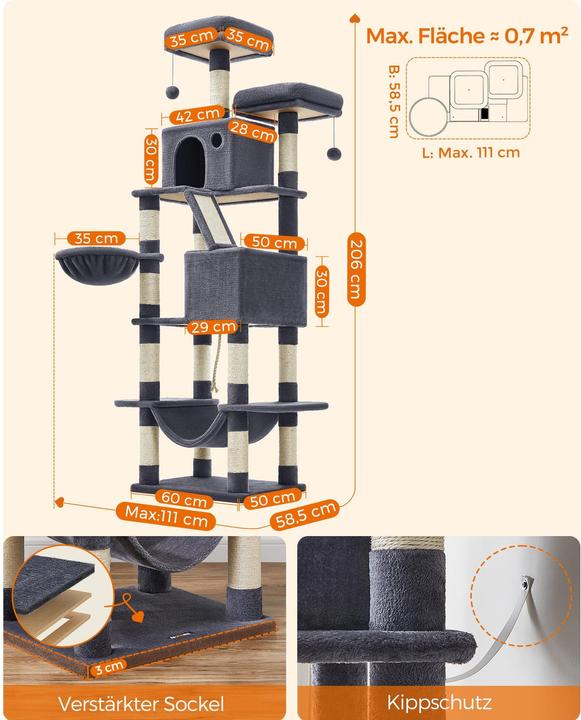Immagine prodotto Feandrea Cat Spa (206 cm, Grigio)