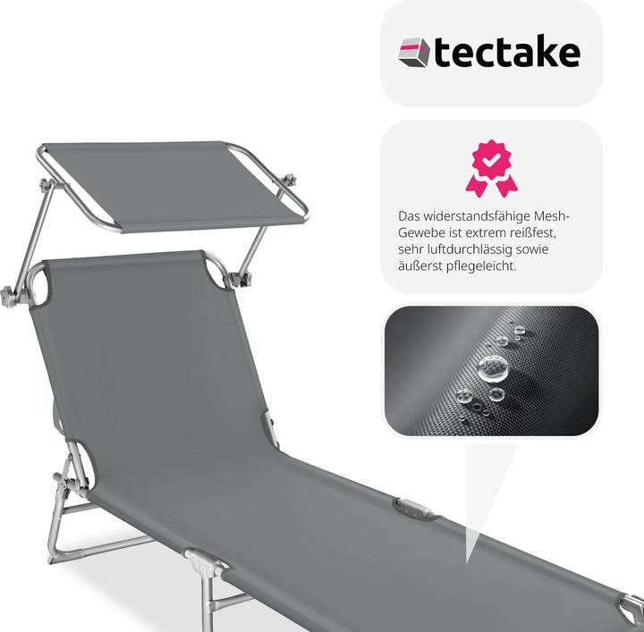Immagine prodotto tectake lettino prendisole, regolabile in 4 posizioni (190 cm)
