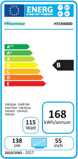 Energy Label Hisense H55n6800 (55", LCD, 4K)