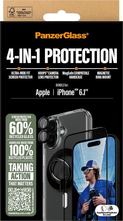 Produktbild PanzerGlass 4-in-1 Protection Bundle (1 Stück, Apple iPhone 16)