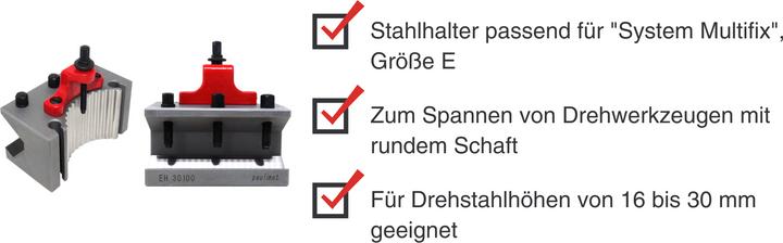Actual product image Paulimot Stahlhalter mit Prisma passend für "System Multifix", Grösse E