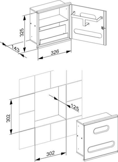 Produktbild Keuco Modul Waschtisch 3 PLAN INTEGRAL Aufnah f Kleenexbox Papierspender vc/Alu