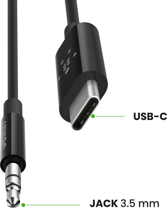 Image du produit Belkin RockStar 3,5mm Aud./USB-C câble 0,9m (0.90 m, Jack 3,5 mm (AUX))