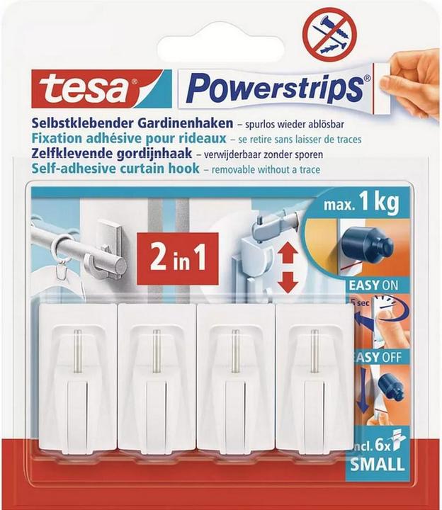 Produktbild tesa 3x Powerstrips Gardinenhaken 12 Haken