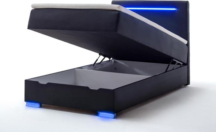 Produktbild Meise Möbel Las Vegas II Boxspringbett Kunststofffuss mit LED/Kunstleder (140 x 200 cm)