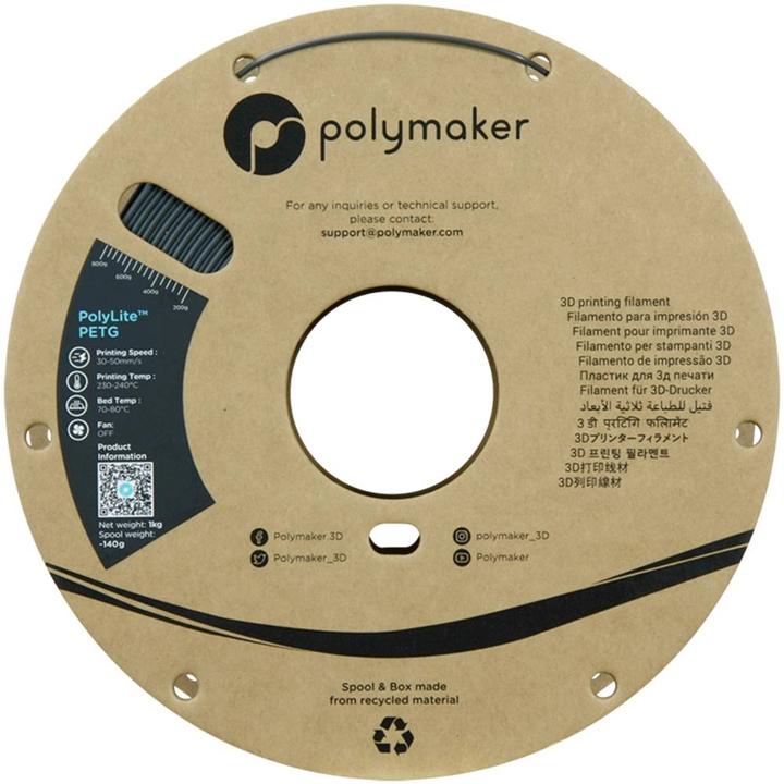 Image du produit Polymaker PolyLite PETG (PETG, 1.75 mm, 1000 g, Gris)
