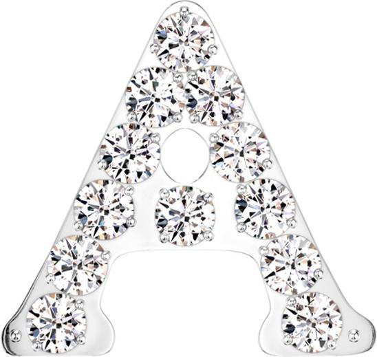 Star Piercing Threadless silber mit Kristallen silber Buchstabe A (Titan G23, ohne Messing)