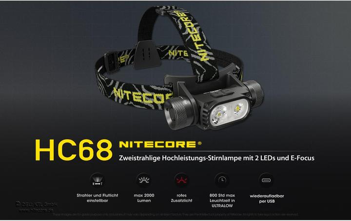Produktbild Nitecore HC68 - 2000 Lumen, E-Focus (2000 lm)