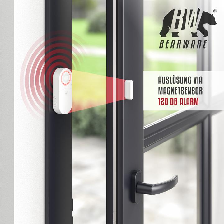 Actual product image Bearware 3x window & door alarm, 120dB loud signal tone, alarm sensor, burglary protection + batteries