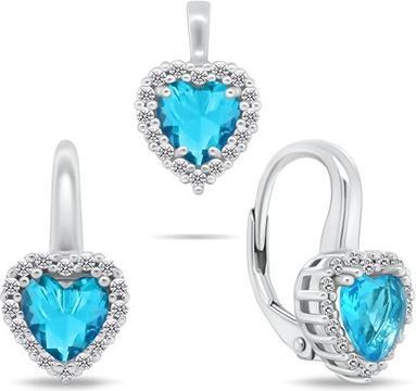 Produktbild Brilio Silver - Silver heart jewelry set with zircons SET273WLB (earrings. pendant)