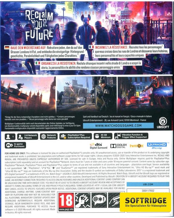 Produktbild Ubisoft Watch Dogs: Legion (PS5, DE)