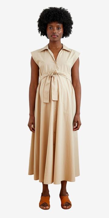 Produktbild Vertbaudet Langes Baumwollkleid mit Bindegürtel für Schwangerschaft und Stillzeit (34)