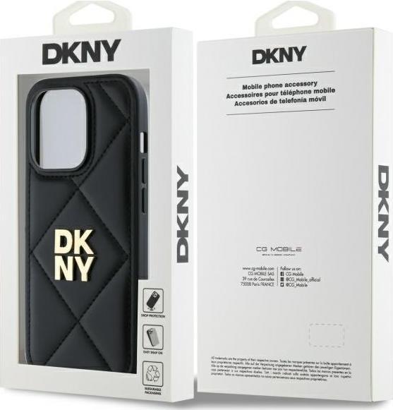 Actual product image DKNY DKHCP14LPQDSLK iPhone 14 Pro 6.1" czarny/black Quilted Stack Logo (Apple iPhone 14 Pro)