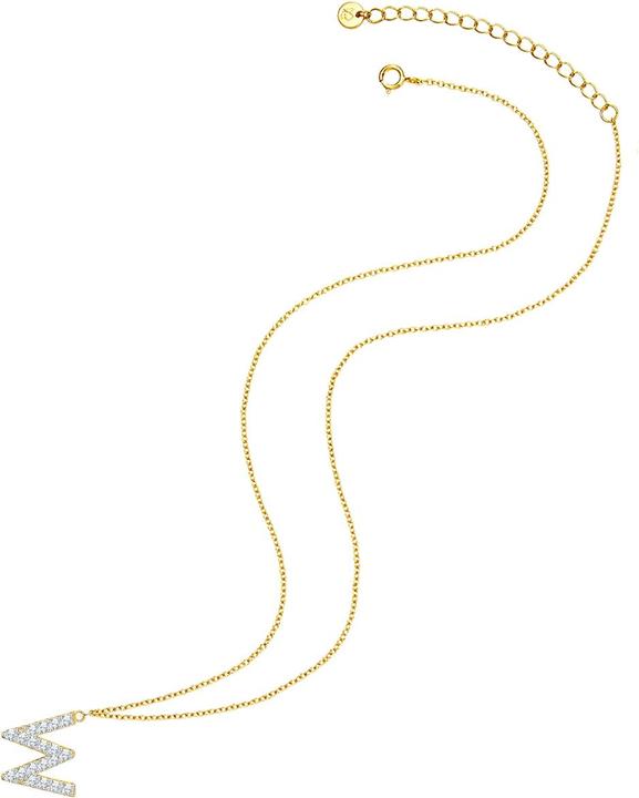 Produktbild Glanzstücke München Damen Buchstabe W Sterling Silber Zirkonia Gelbgold 45,0 cm Basiskette + 5,0 cm Verlängerung - 32088 (Sterling Silber, 40 - 45 cm)