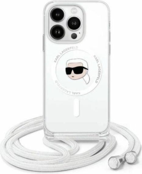 Productafbeelding Karl Lagerfeld KLHMP16XHCKHNT iPhone 16 Pro Max 6,9" hardcase transparant Crossbody IML Karl Head (Apple iPhone 16 Pro Max)
