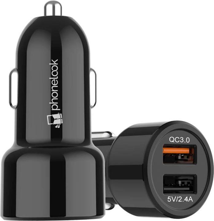 Actual product image PhoneLook 30W Universal Double USB Car Cigarette Lighter Charger Quick Charge 3.0