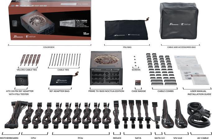 Image du produit Noctua PRIME TX-1600 Edition (schwarz, 2x 12VHPWR, 6x PCIe, Kabel-Management, 1600 Watt) (1600 W)