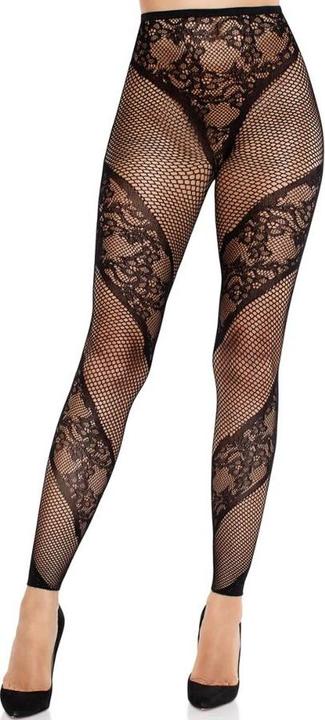 Produktbild Leg Avenue - Strumpfhose Ohne Fuss Aus Spitze Und Transparenz Schwarz