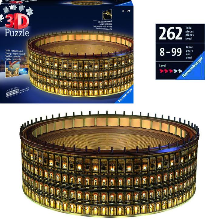 Productafbeelding Ravensburger 3D puzzel Colosseum in Rome bij nacht (216 onderdelen)