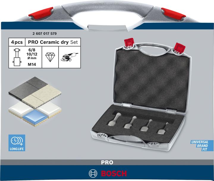 Produktbild Bosch Professional Zubehör PRO Ceramic dry X-Lock Bohrkronen-Set, 6 x 30, 8 x 30, 10 x 30, 12 x 30 mm, 4-tlg. (6, 8, 10, 12 mm)