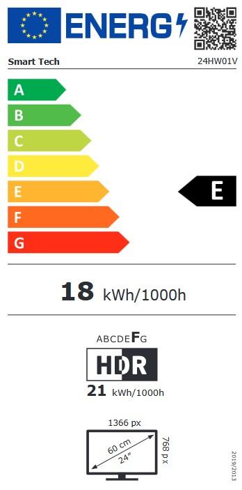 Energy Label Smart Tech SMART-TECH TV LED 24' HD ohne Rahmen (24", LED, HD ready)