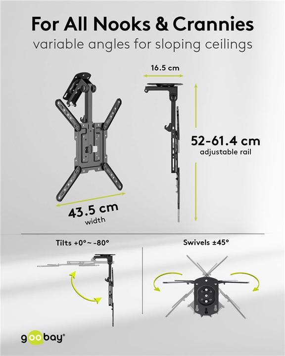 Produktbild Goobay TV-Deckenhalterung Basic M, schwarz (Decke, 55", 20 kg)