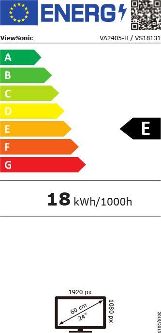 Energy Label Viewsonic VA2405-H (1920 x 1080 pixels, 23.60")
