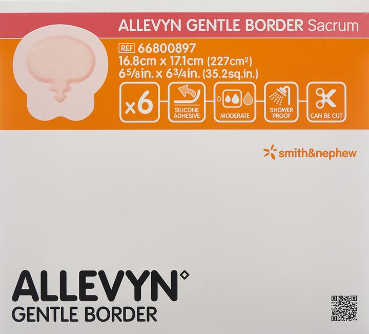 Actual product image Allevyn Gentle Border Sacrum 16.8x17.1cm (1995.61 ml)