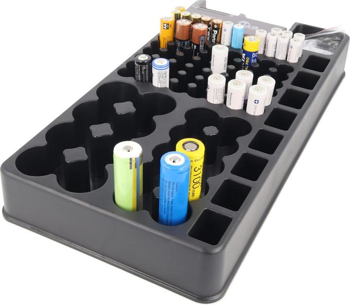 Image du produit AccuCell Organisateur de batterie 2en1, boîtier universel pour 1 à 110 batteries ou piles