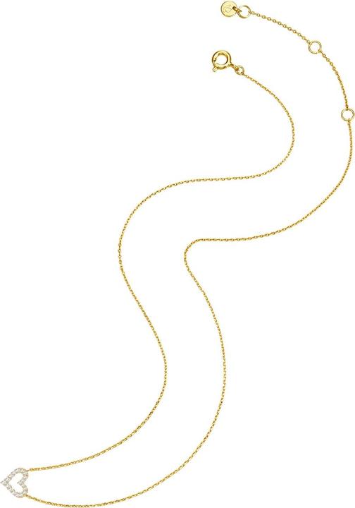 Actual product image Glanzstücke München Ladies heart sterling silver cubic zirconia yellow gold 38.5 cm base chain + 5.0 cm extension - (Sterling Silver, 38.5 - 43.5 cm)