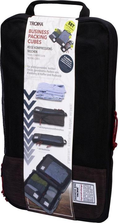 Troika BUSINESS PACKING CUBES Reise-Kompressionstaschen Set, grau/schwarz