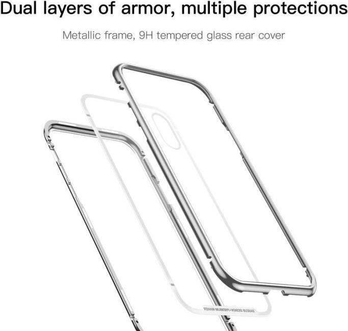 Immagine prodotto Baseus iPhone X Magnetic Aluminium Protective Case Glass BackSilver (Apple iPhone X)