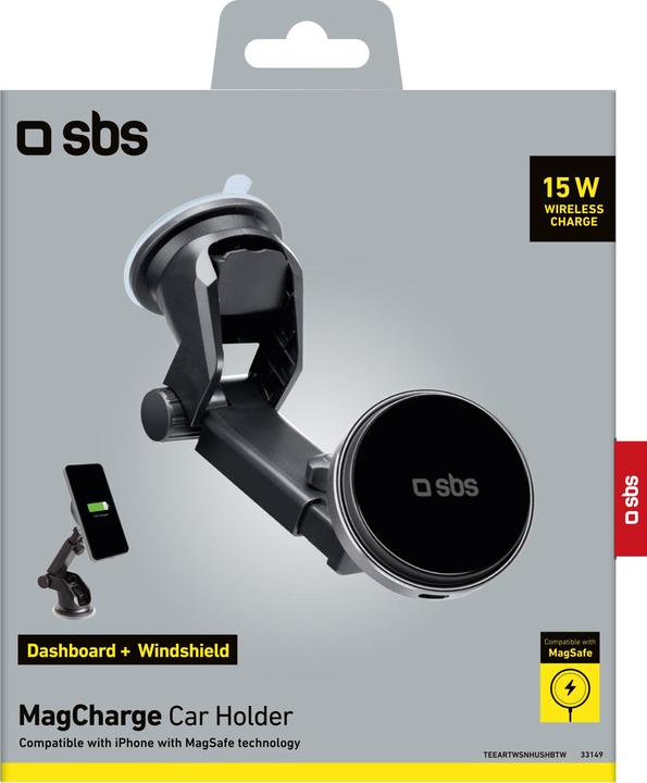 Actual product image SBS Magnetic car mount for windshield and dashboard compatible with MagSafe charging