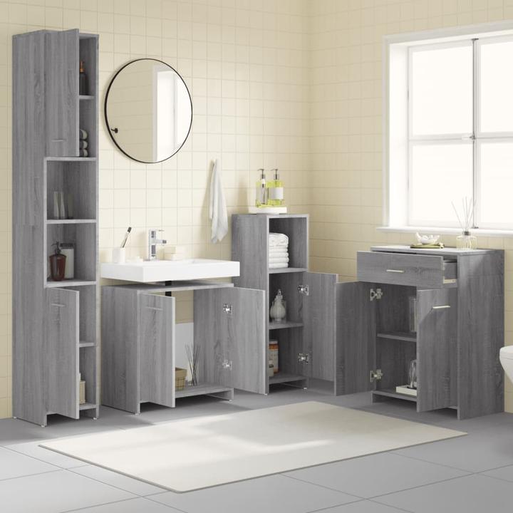 Immagine prodotto VidaXL Badmöbel Set Badezimmermöbel Set Badezimmerschrank 4 tlg. Grau Sonoma