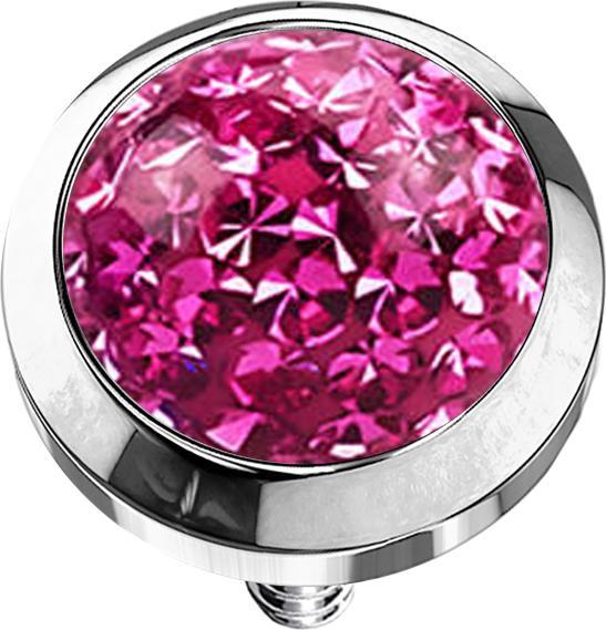 Star Piercing Dermal Anchor Kristall Kuppel pink Epoxy Schutzschicht (ohne Messing, Chirurgenstahl 316L)