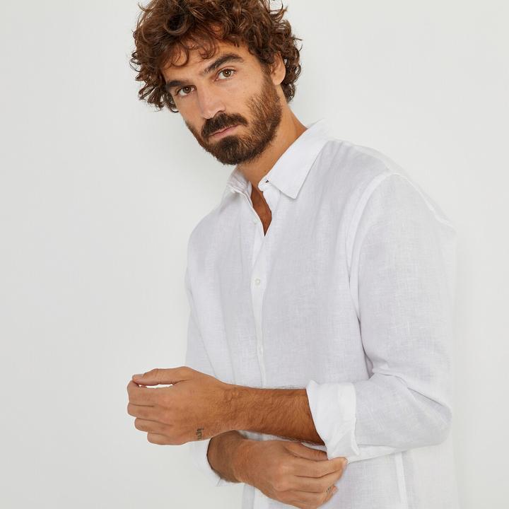 Image du produit La Redoute Collections Chemise droite en lin Signature à manches longues (M)