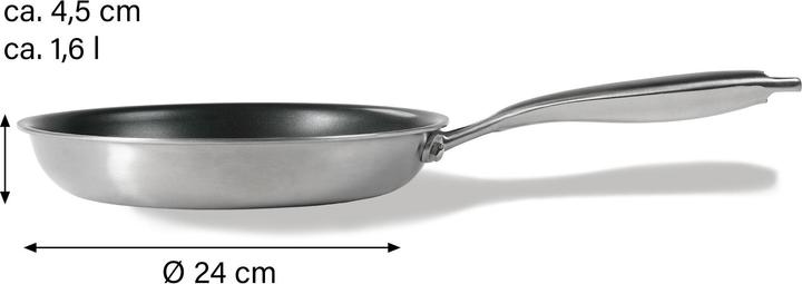 Actual product image Silverstar Stainless steel pan 24 cm with non-stick coating for induction and oven (Pan set + pot set, Stainless steel)
