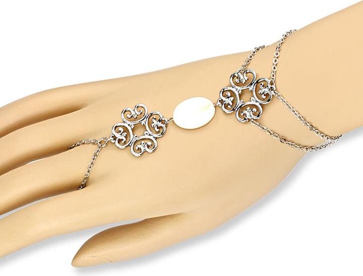 Produktbild Star Piercing Armkette silber Tribal Herzen mit Perlmutt (Messing)