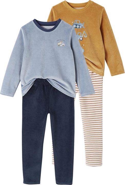 Image du produit Vertbaudet Lot de 2 pyjamas garçon en velours BAUSTELLE (152)