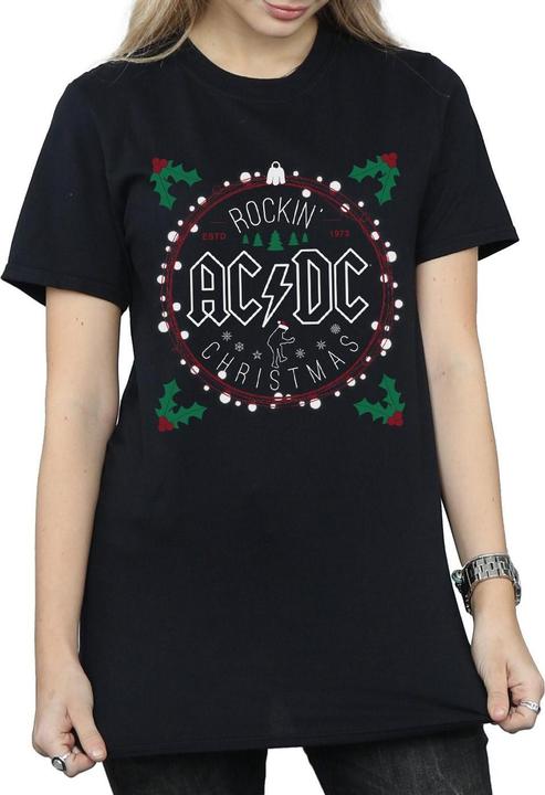 Produktbild AC/DC Weihnachten Kreis Baumwolle Boyfriend TShirt (L)