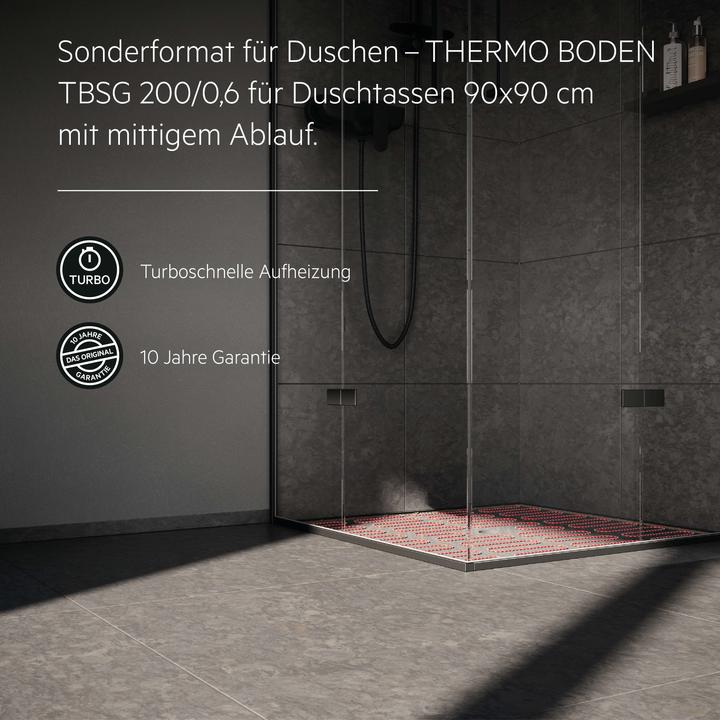 Produktbild AEG Haustechnik Wellness Thermo Boden TBSG 200/0.6, elektr. FBH, Heizmatte 0,6 m², für geflieste Duschen, 200 W/m²