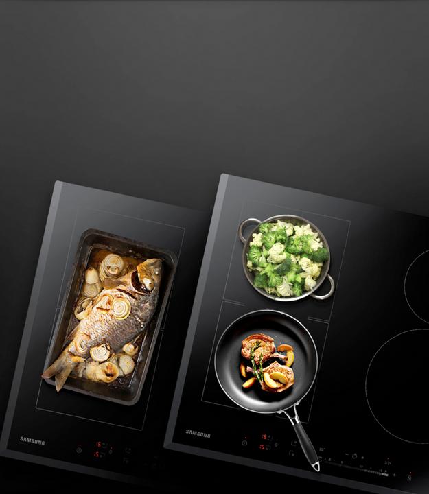 Actual product image Samsung NZ64N9777BK/E1 Induction, 60cm, 15 power, Virtual Flame, Ice Blue