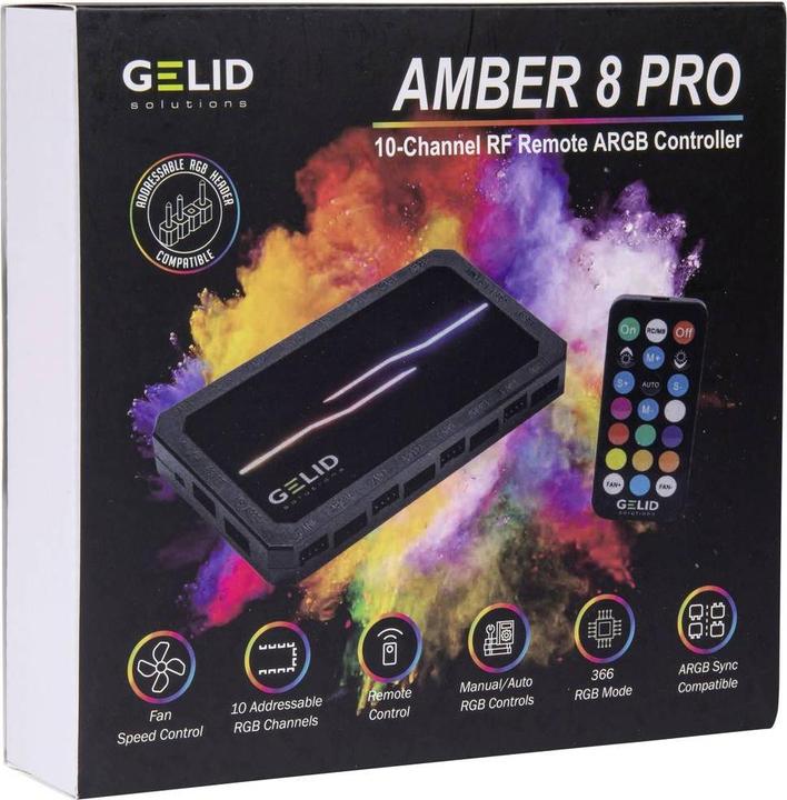 Produktbild Gelid RF-RGB-MP-02 Amber 8 PRO Bundle PC Lüftersteuerung (B x H x T) 130 x 17 x (120 mm, 1 x)