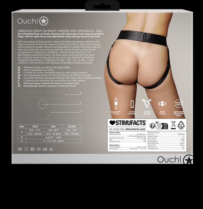 Image du produit Ouch! Vibrating Strap-on Panty Harness - Open Back - XS/S