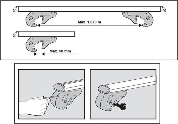 Actual product image Menabo Roof rail carrier open railing